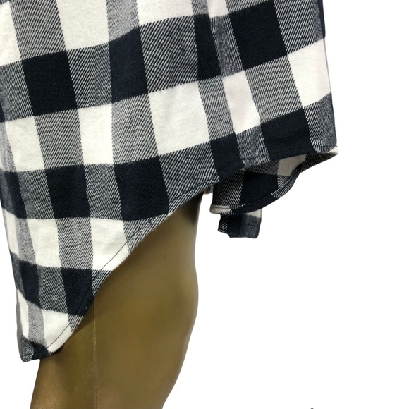 Derek Lam 10 Crosby Shirt Dress, Buffalo Plaid Flannel Cotton, Sz 8, Black White - Picture 8 of 15
